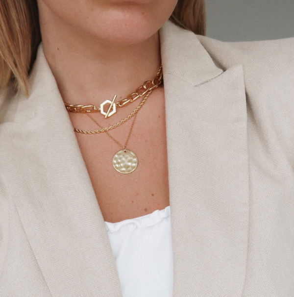Orelia - CHUNKY HEXAGON T-BAR NECKLACE