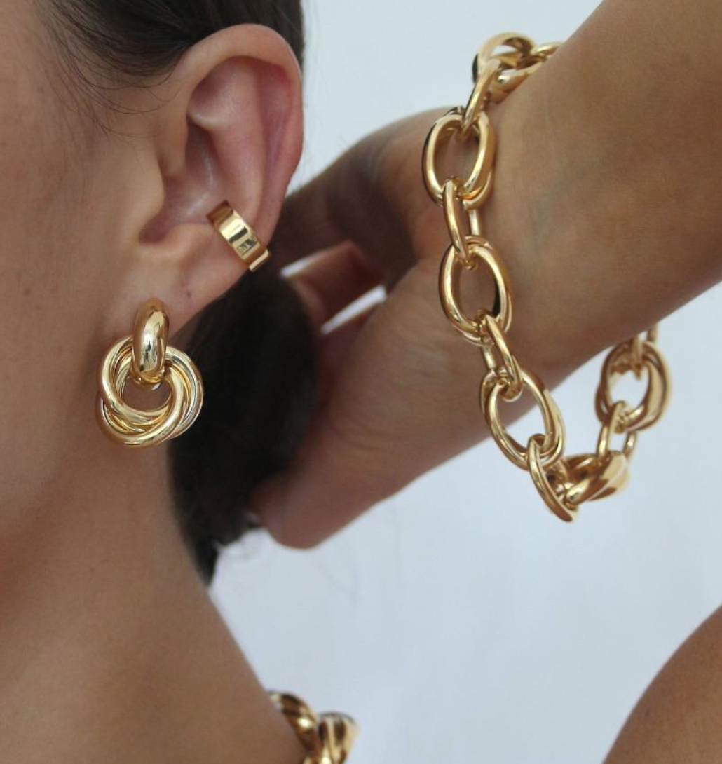 Orelia - Chunky Plain Ear Cuff - Gold - Stas Shop | Hårpleie