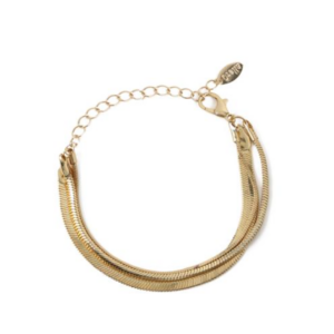 Orelia - Snake Chain Three Row Bracelet - Gold