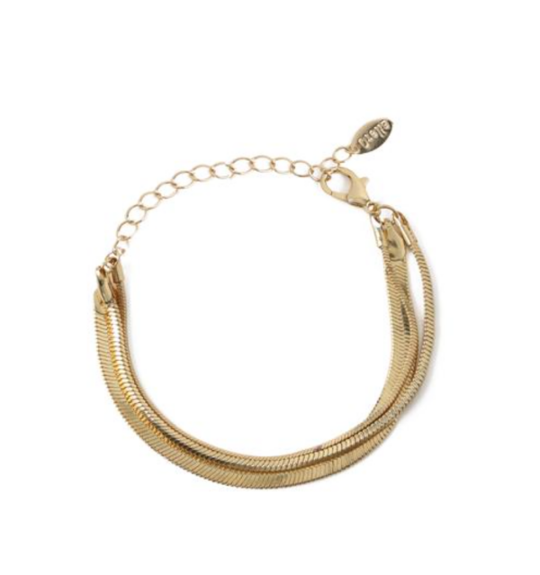 Orelia - Snake Chain Three Row Bracelet - Gold